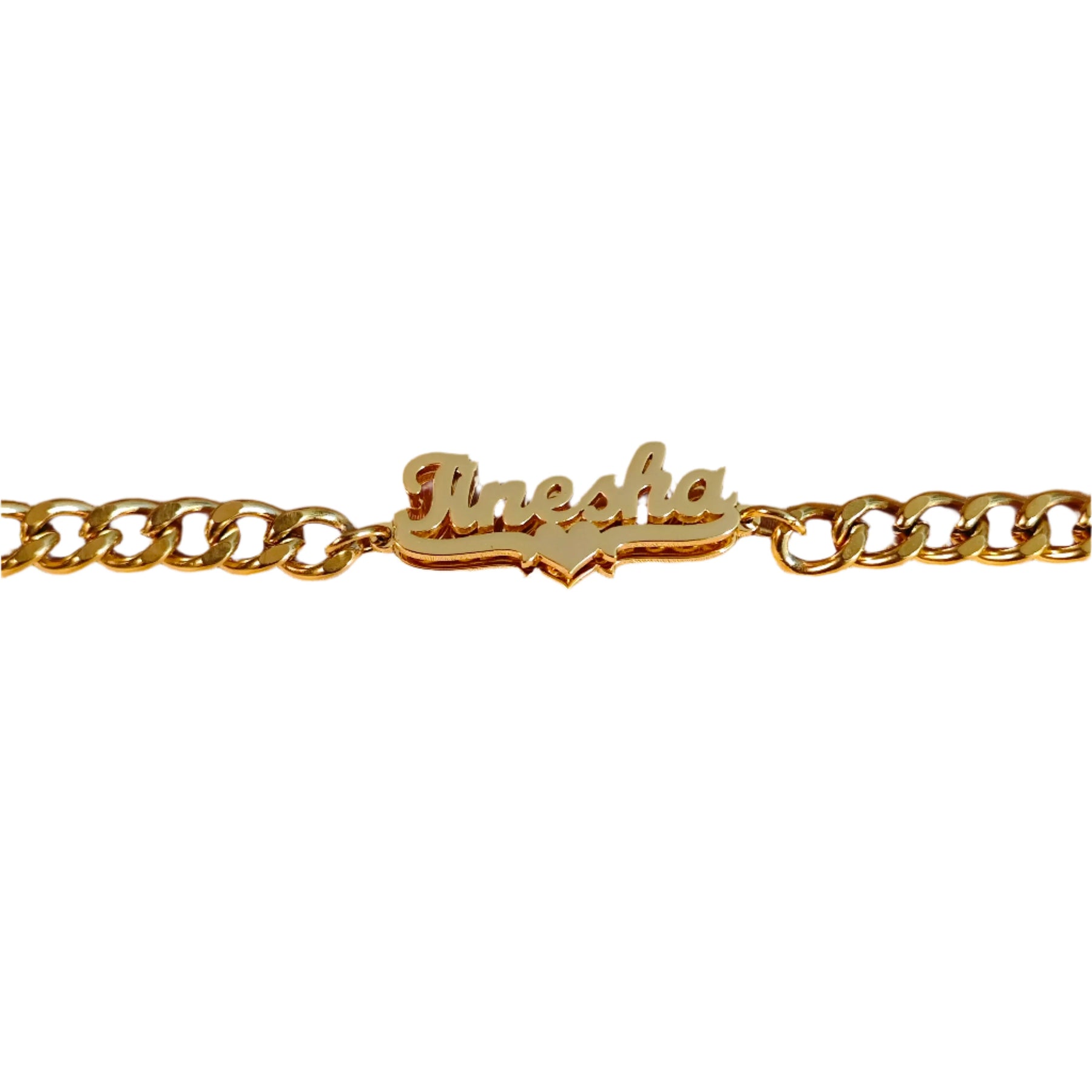 Custom Double Plated Heart Name Anklet