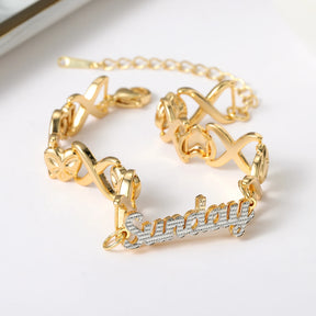 XOXO Double Layer Two Tone Names Bracelet