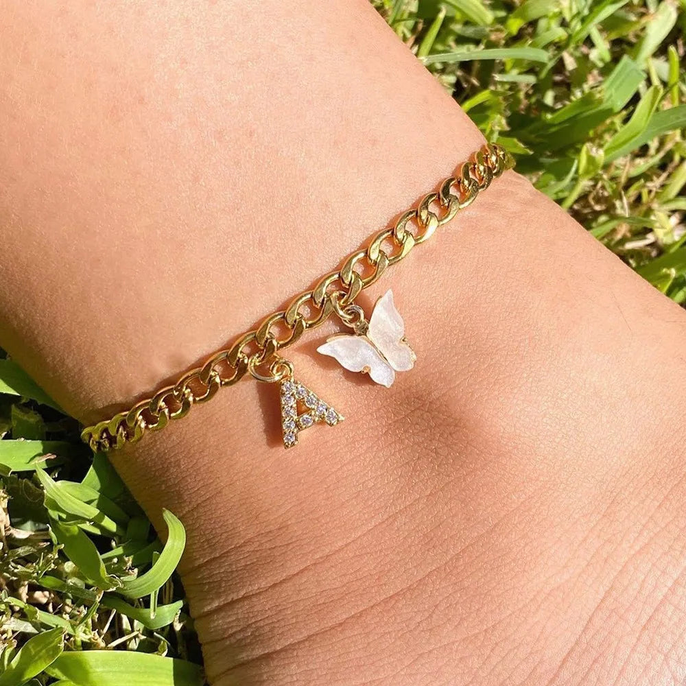 Letter and Butterfly Anklet