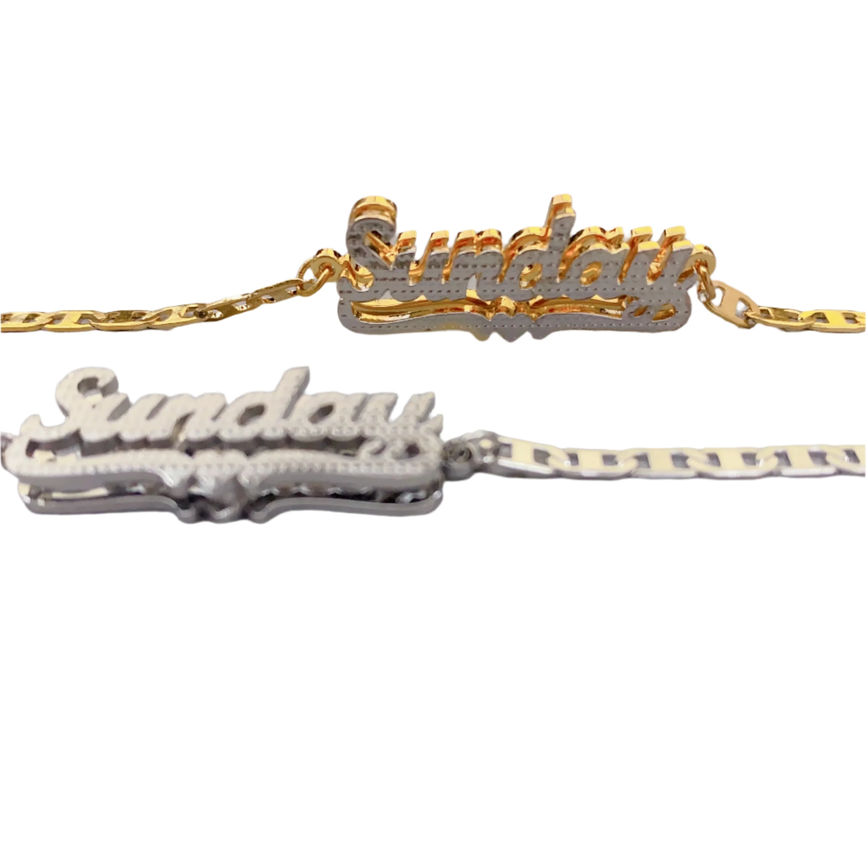 Double Layer Two Tone Names Bracelet