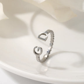 Letter Ring with Wave Edge