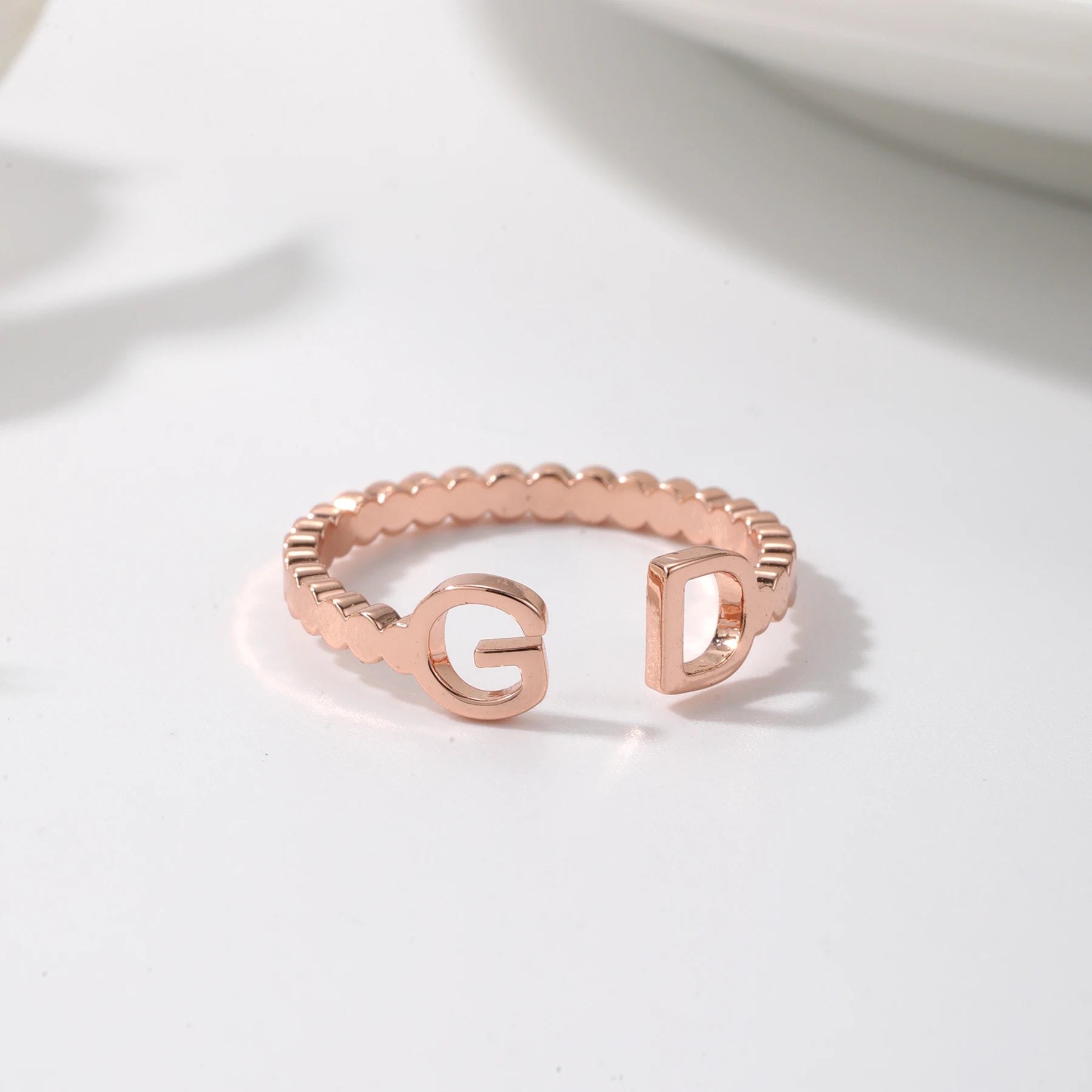 Letter Ring with Wave Edge