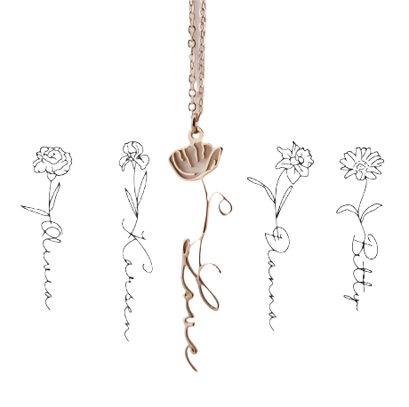 Personalized Birth Flower Chain Necklace